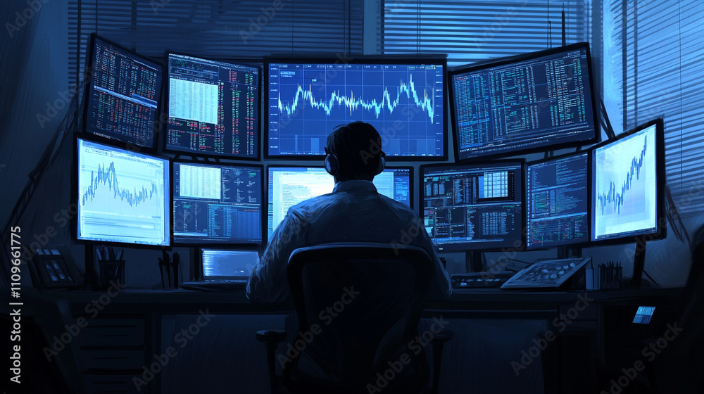 Night Trader Stock Market Data Analysis Financial Technology Cryptocurrency Investment Night Trader Stock Market Data Analysis Financial Technology Cryptocurrency Investment