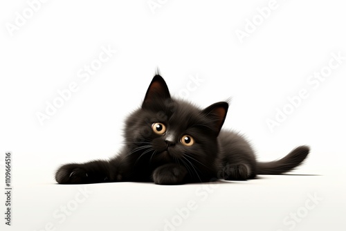 Playful black kitten exploring its surroundings with curious eyes. Generative AI