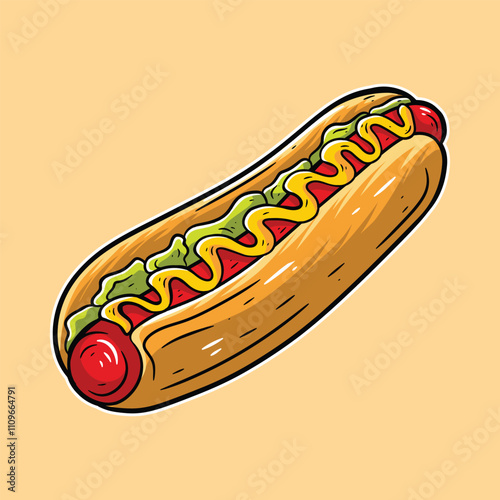 Yummy hotdog illustration cartoon,hotdog, food