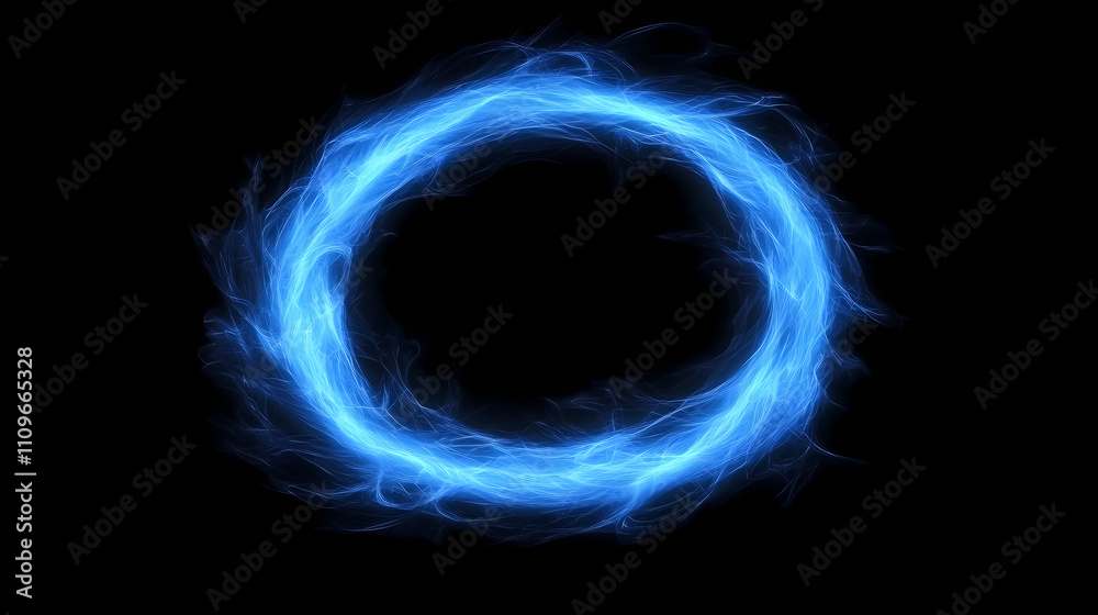 Blue energy plasma swirl effect on black background. Plasma. Illustration