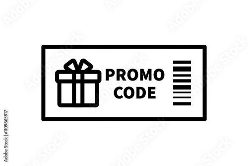 Gift voucher coupon icon. Promo code coupon. Business, sale, discount, special offer, promotion, redeem concepts. Outlined vector design isolated illustration.