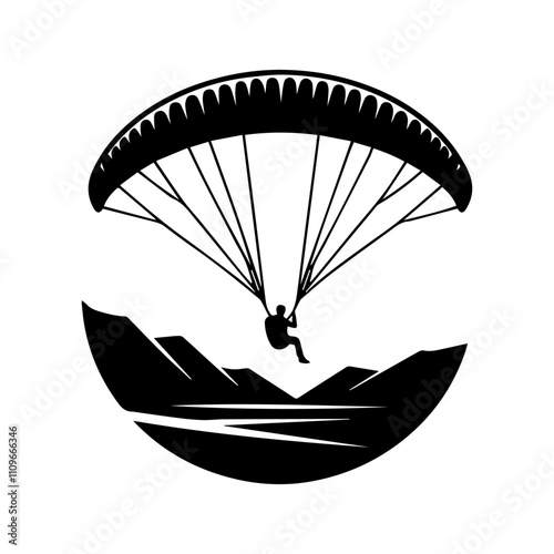 Simple Vector Icon of a paragliding – Logo Design Illustration