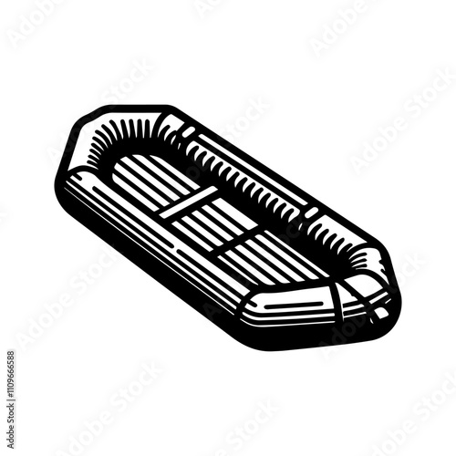 Simple Vector Icon of a Raft – Logo Design Illustration