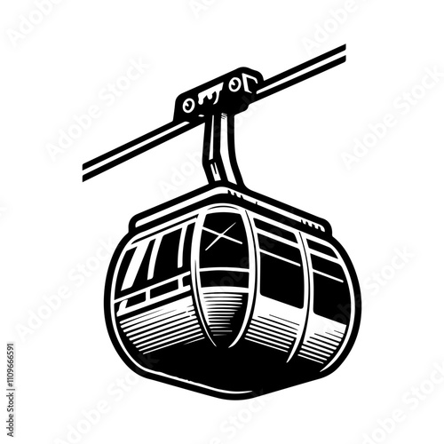 Simple Vector Icon of a cable cars – Logo Design Illustration