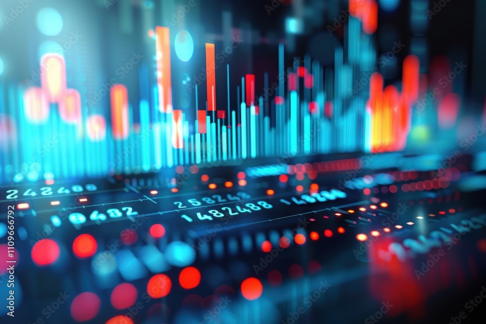 Abstract digital visualization of data analytics and financial metrics. Abstract digital visualization of data analytics and financial metrics.