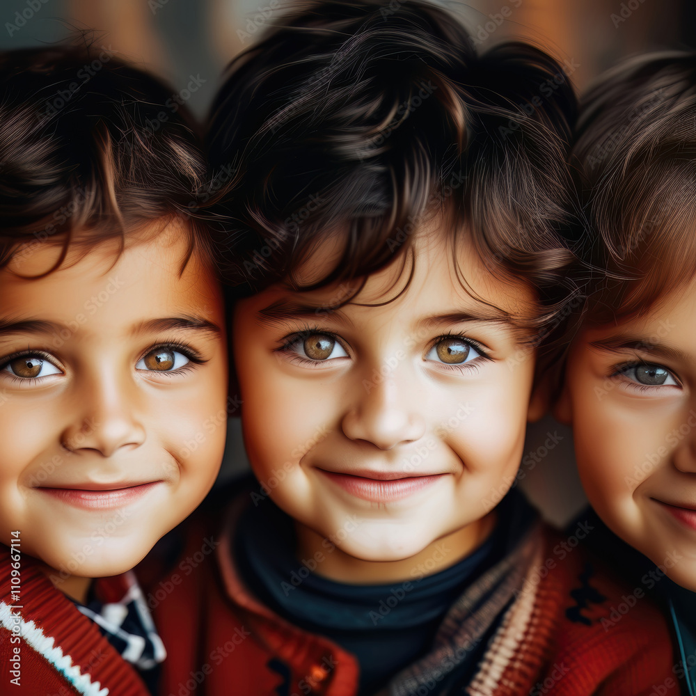 A boy with a beautiful face looks into the lens A boy with a beautiful face looks into the lens
