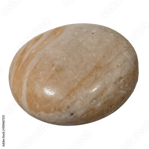 Polished Round Pebble Isolated on Transparent Background