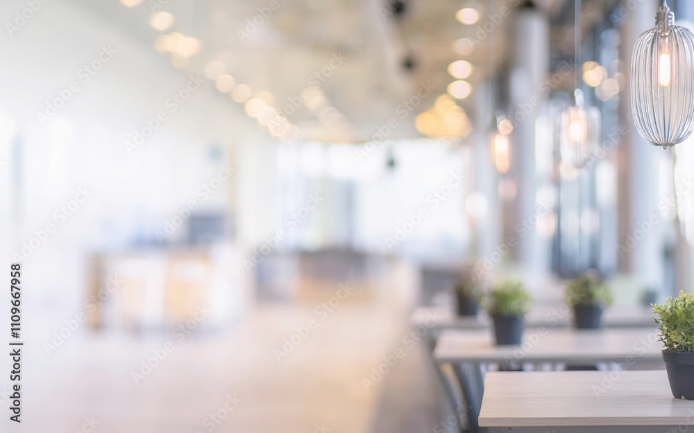 An empty, light-filled corridor in a modern office building with plants An empty, light-filled corridor in a modern office building with plants