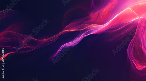 A dynamic, abstract lightning pattern in dark tones with a large area for text. Plasma. Illustration