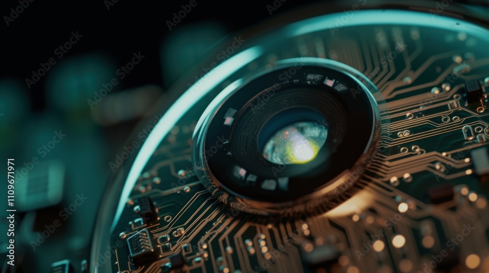 Cybernetic Eye: Futuristic Technology Close-Up Cybernetic Eye: Futuristic Technology Close-Up