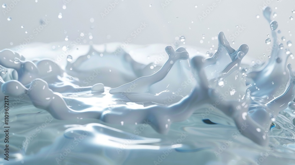 Close-up of white liquid splashes and droplets Close-up of white liquid splashes and droplets