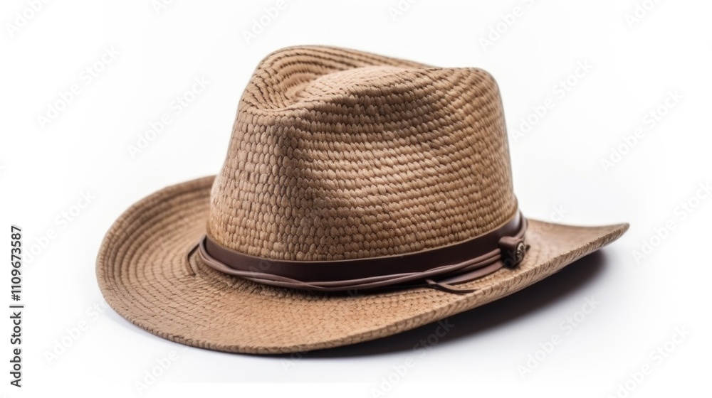 Stylish Brown Straw Hat with Leather Band Stylish Brown Straw Hat with Leather Band