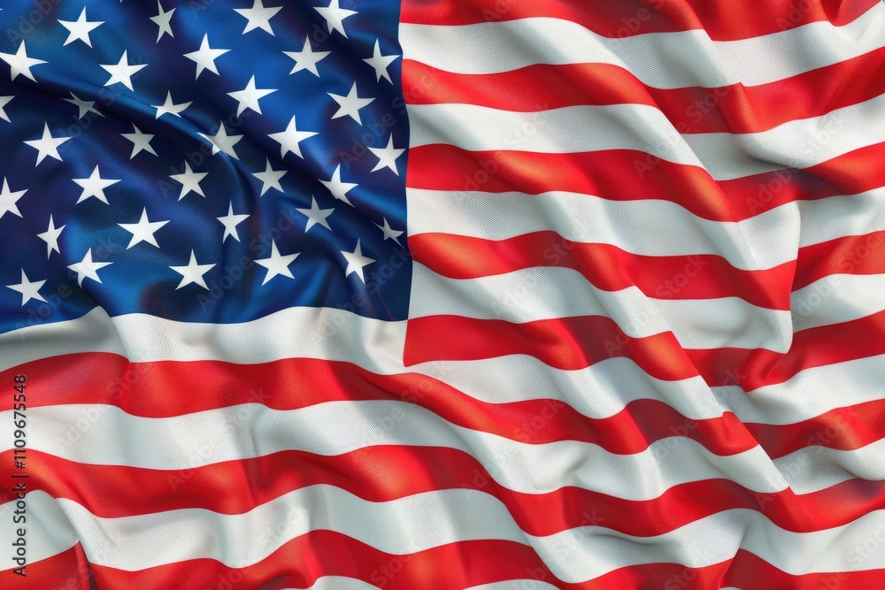 Fototapeta premium Beautifully waving star and striped American flag Beautifully waving star and striped American flag