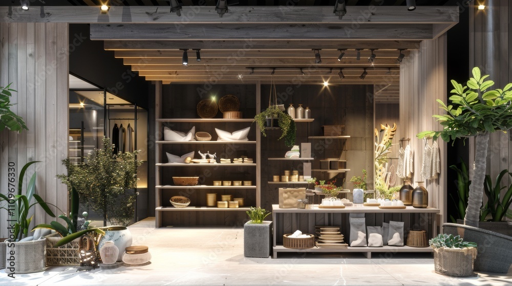 Modern eco-friendly retail shop with natural decor Modern eco-friendly retail shop with natural decor
