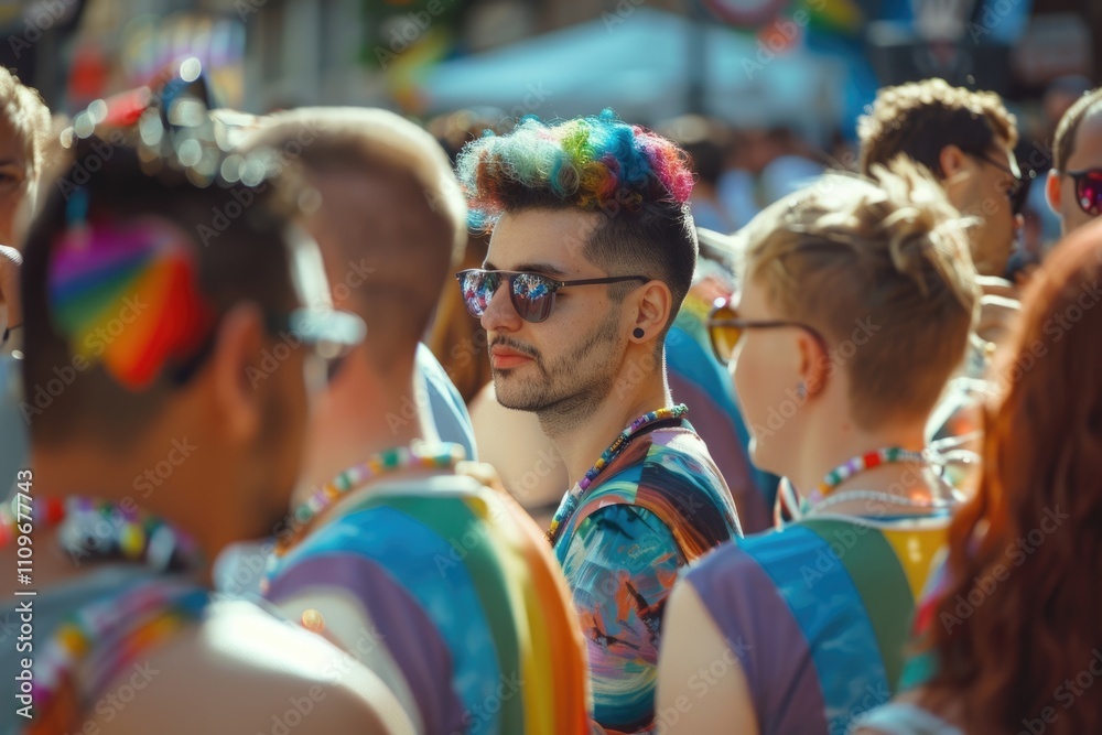 People attend a gay pride event People attend a gay pride event
