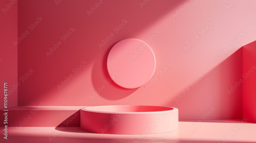 Minimalist pink setup with round shapes and soft lighting Minimalist pink setup with round shapes and soft lighting