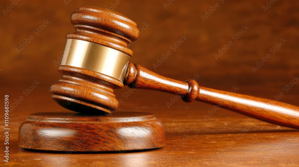 Gavel on Wooden Block, Symbol of Justice and Law Gavel on Wooden Block, Symbol of Justice and Law