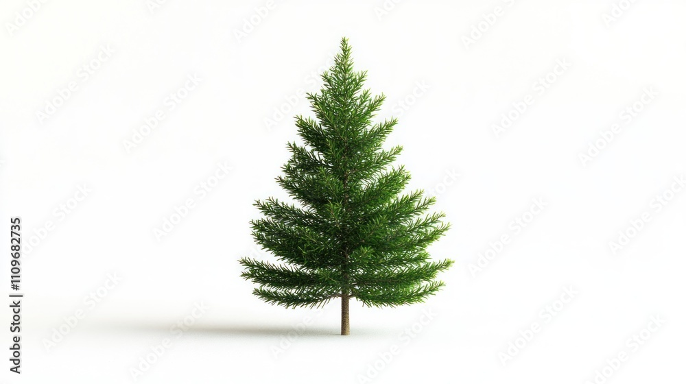 Isolated Evergreen Tree: A Single Conifer Against White Background Isolated Evergreen Tree: A Single Conifer Against White Background