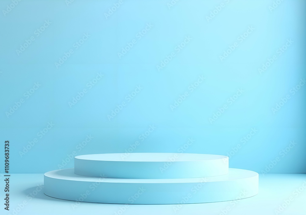 Round podium with empty place for your product. Light blue background. Round podium with empty place for your product. Light blue background.