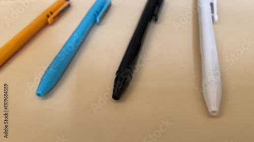 Closeup View of Multiple Colours Ball Pens