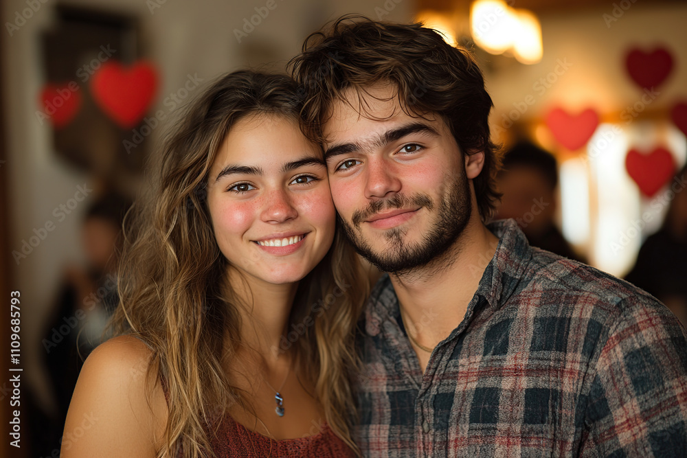 Young couple in love tenderly hugging in romantic evening on Valentine's Day Young couple in love tenderly hugging in romantic evening on Valentine's Day