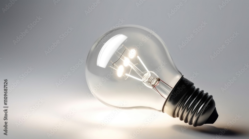 Illumination: A Glowing Light Bulb on a Neutral Background