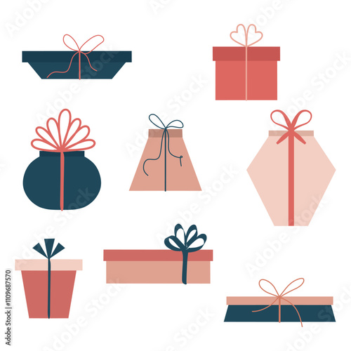 Set of vector gift boxes isolated on white background