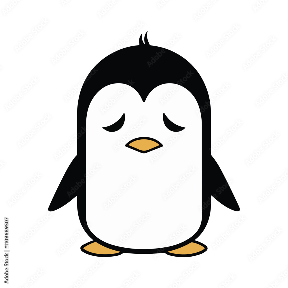 Obraz premium Sadly smiling penguin vector illustration.