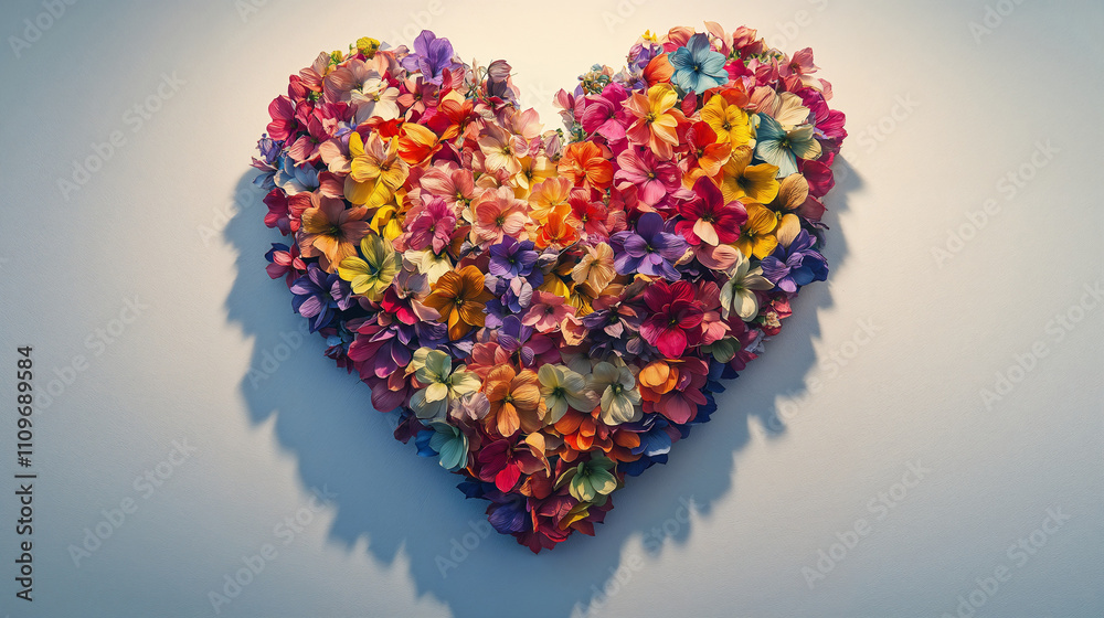 Florar arrangement in the form of heart - Valentine's day concept Florar arrangement in the form of heart - Valentine's day concept