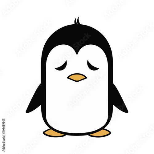 Sadly smiling penguin vector illustration.