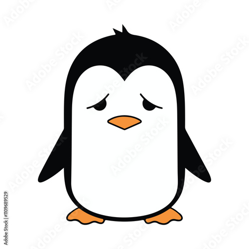 Sadly smiling penguin vector illustration.