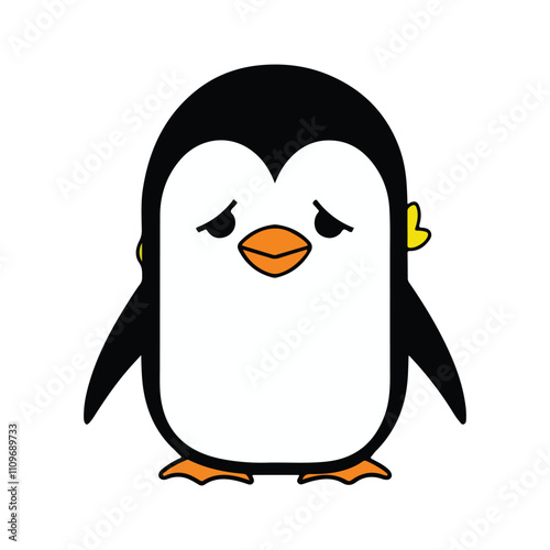 Sadly smiling penguin vector illustration. photo