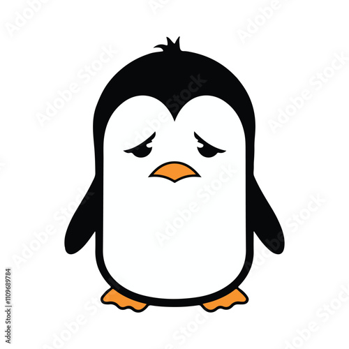 Sadly smiling penguin vector illustration. photo