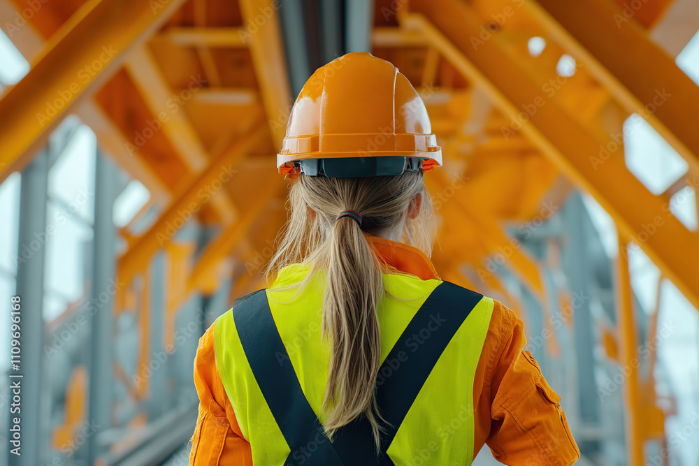 Construction worker wearing in uniform and building railway lines Construction worker wearing in uniform and building railway lines