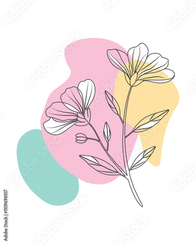 Beautiful flower line art , vector illustration isolated on white background