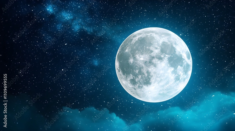 Captivating Celestial Night Sky with Luminous Full Moon for Serene Designs Captivating Celestial Night Sky with Luminous Full Moon for Serene Designs