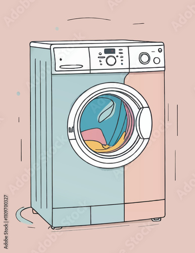washing machine cartoone vector llustration