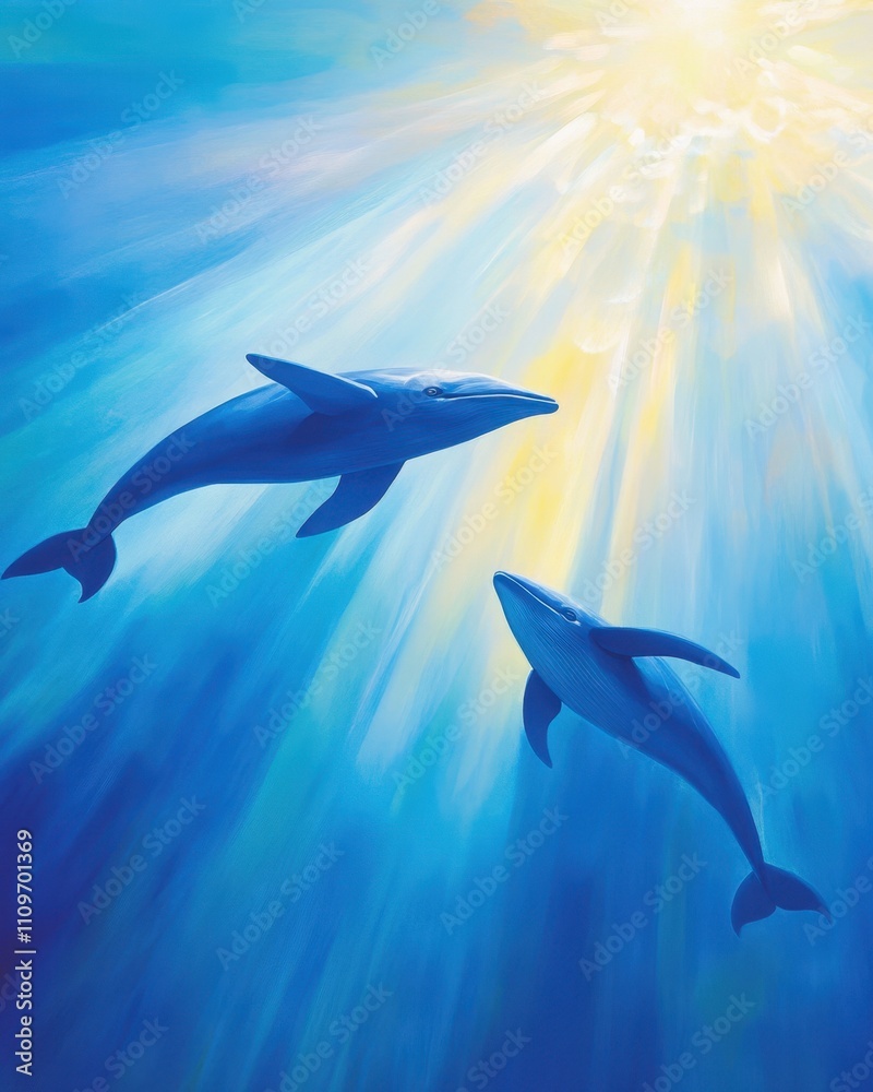 Obraz premium Celebrate the Majesty of Whales on World Whale Day With Vibrant Underwater Scenes