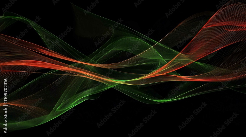 Fototapeta premium Neon Blue Fractal Wave Background Design with Flowing Lines and Energy Effect