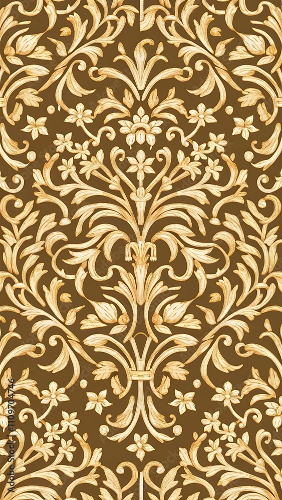 Vector seamless damask pattern with flowers. Vector seamless damask pattern with flowers.