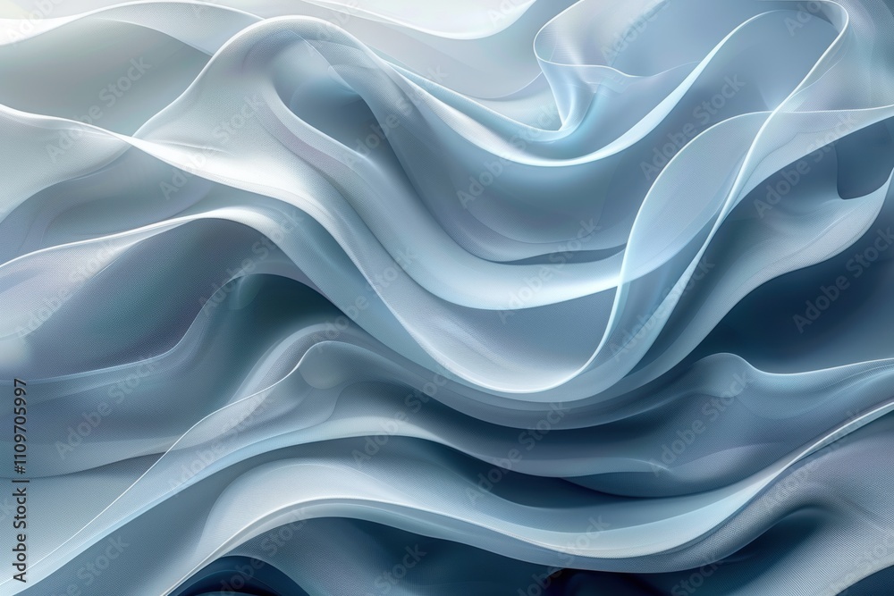Obraz premium Abstract waves of soft blue and white fabric-like textures.