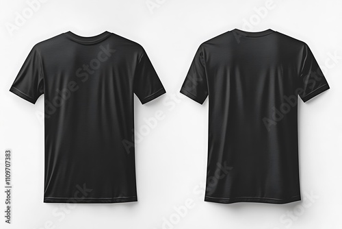 Clean black t-shirt front and back template on white background, ideal for design mockups 32k, full ultra hd, high resolution