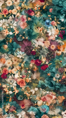 Seamless vector wallpaper or background,floral texture