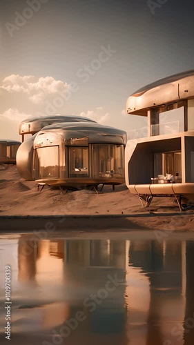 Futuristic desert resort with luxury bubble suites photo