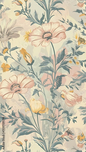 Wallpaper Mural Light floral vintage seamless pattern for retro wallpapers Torontodigital.ca