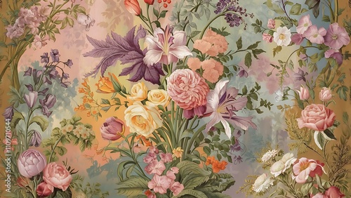 Classic wallpaper vintage flower pattern background