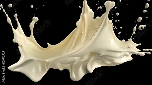 White liquid splash on black background