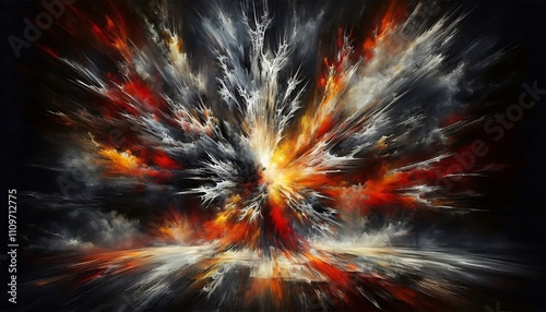 An explosion of energy in an Abstract Expressionist painting symbolizing the eruption of a human soul’s inner turmoil