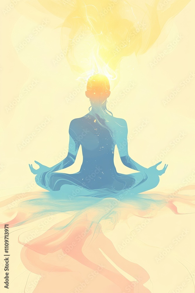 Minimalist Vector Illustration of a Meditating Person with Glowing Circle Symbolizing Inner Peace in Soft Pastel Colors Minimalist Vector Illustration of a Meditating Person with Glowing Circle Symbolizing Inner Peace in Soft Pastel Colors