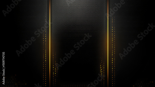 A black and gold background with a black frame